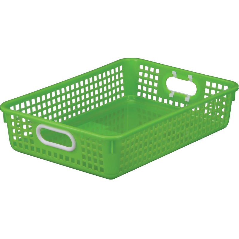 Really Good Stuff Multi-Purpose Small Desktop Paper Storage Baskets, 14" x 10" x 3.25", Set of 4, Neon Group Colors, Classroom Organization, Stackable Mesh Plastic Baskets with Grip Handles - Image 4